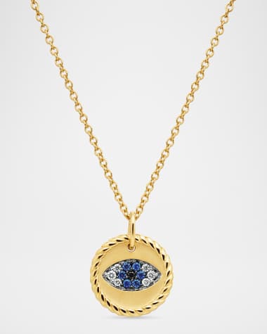 David Yurman Evil Eye Pendant Necklace with Diamonds in 18K Gold, 11mm, 16-18"L