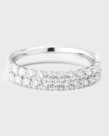 Memoire 18K White Gold Paramount Diamond 2 Row Band, Size 8, 1.03tcw