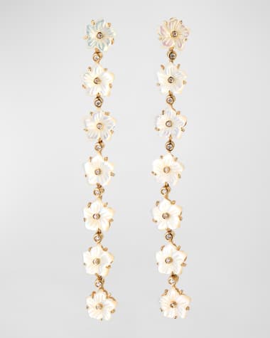 Stephen Dweck Carved Natural Mother of Pearl Drop Earrings