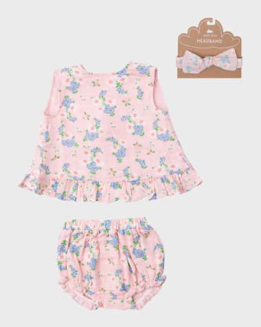 Angel Dear Girl's Gathering Daisies Ruffle Top, Bloomers, and Headband Set, Size 3M-24M