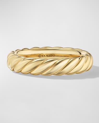 David Yurman Sculpted Cable Band Ring in 18K Gold, 4.5mm