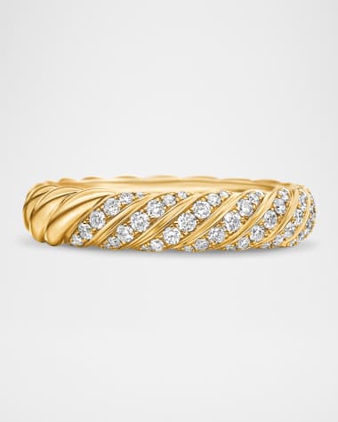David Yurman Sculpted Cable Band Ring with Diamonds in 18K Gold, 4.5mm