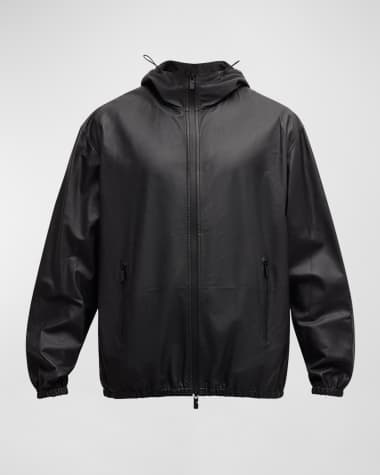 Burberry Men's Hooded Leather Bomber Jacket