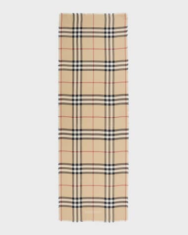 Burberry Check Lightweight Gauze Wool Scarf
