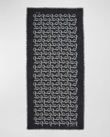 Burberry B-Buckle Fringed Wool Scarf