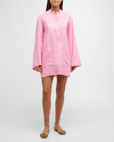BONDI BORN Leiden Linen Tunic Mini Dress