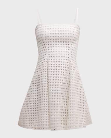 Cynthia Rowley Sleeveless Lattice Linen Mini Dress