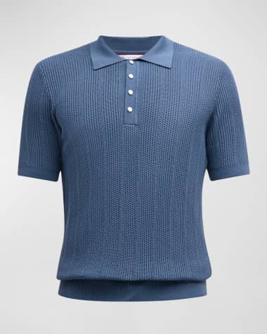 Brunello Cucinelli Men's Open-Gauge Cotton Polo Shirt