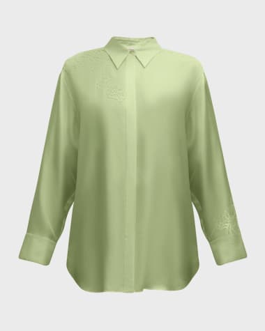 DOROTHEE SCHUMACHER Sensual Coolness Lace-Trim Silk Blouse