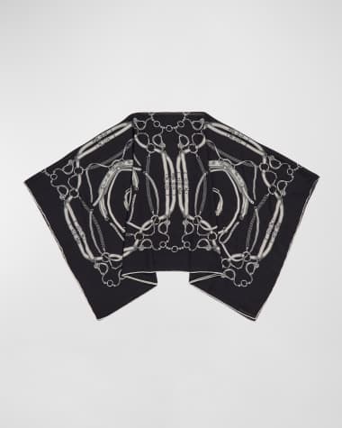 Rani Arabella Lexington Black Print Cashmere-Blend Poncho