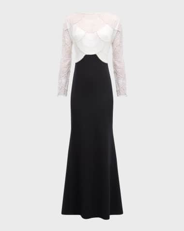 Tadashi Shoji Two-Tone A-Line Bead & Sequin Gown