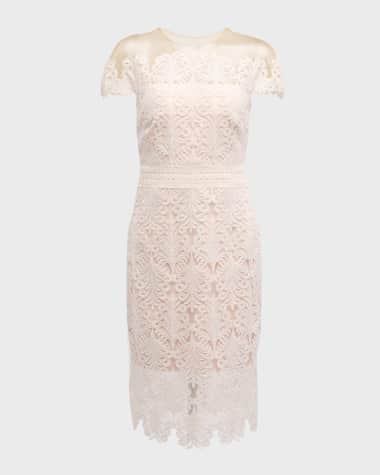 Tadashi Shoji Off-Shoulder Corded Lace Bodycon Midi Dress