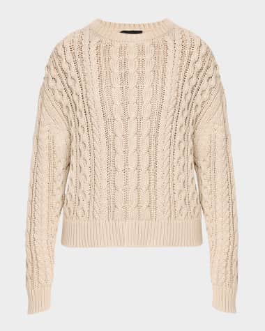 Nili Lotan Rory Cable Open-Weave Cotton Sweater