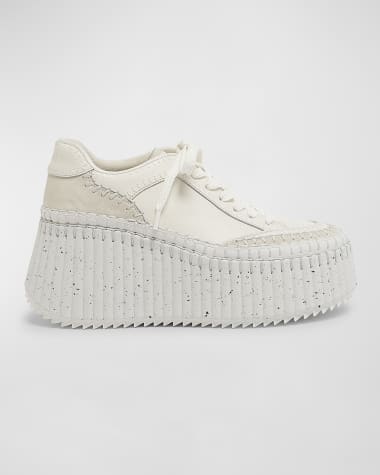 Chloe Platform Speckled Mix Leather Sneakers