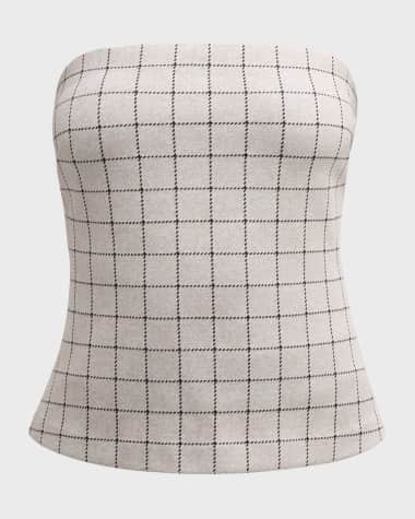 Rosetta Getty Windowpane Strapless Bandeau Tube Top