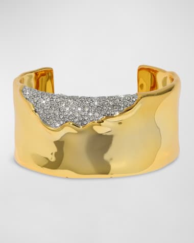Alexis Bittar Solanales Gold Crystal Wide Cuff Bracelet