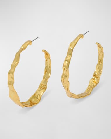 Alexis Bittar Brut Textured Gold Hoop Earrings