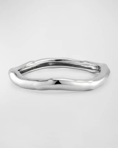 Alexis Bittar Molten Silver Bangle Bracelet, Size Large
