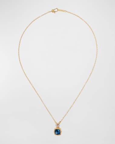 Konstantino London Blue Topaz and White Diamond Necklace, 18"L