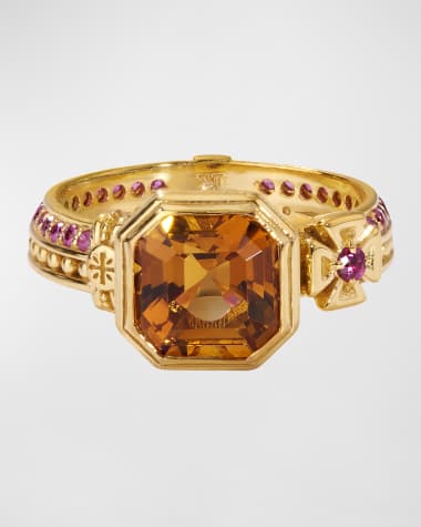 Konstantino Citrine, Pink Sapphire and Ruby Ring, Size 7