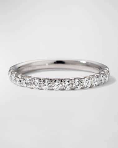 Memoire Platinum Half-Round Diamond Band, Size 6.5, 0.47-0.54tcw