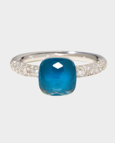 Pomellato Nudo 18K Gold Ring White Topaz & Diamonds, EU 52 / US 6