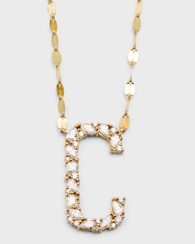 LANA Initial Block Letter A Diamond Necklace