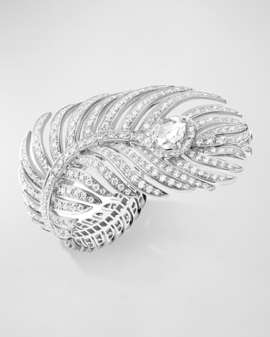 Boucheron Plume de Paon 18K White Gold Diamond Ring, EU 53 / US 6.25