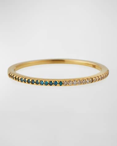 Stevie Wren 14k Yellow Gold Halfway Blue & White Diamond Ring, Size 7