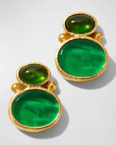 Elizabeth Locke 19K Yellow Gold Stud Earrings with Tiny Bird and Butterfly Cabochons