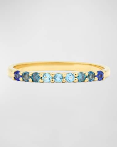 Stevie Wren 14K Multihued Gem and Diamond Stack Ring