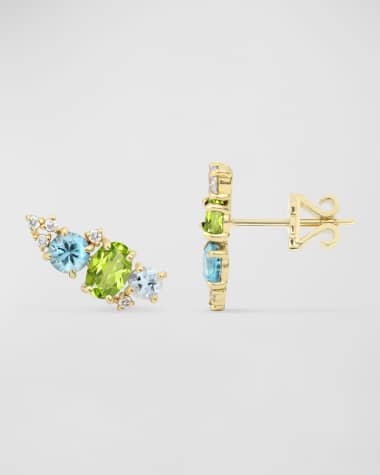 Stevie Wren 14K Gold Rhodolite Garnet Diamond Ear Climber, Single (Left)
