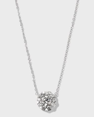 Memoire 18k White Gold Diamond Bouquet Fashion Necklace, 18"L, 0.66tcw