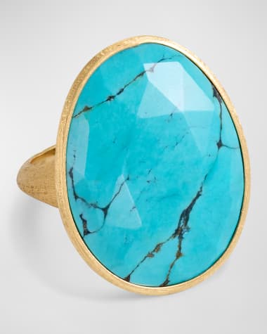 Marco Bicego 18K Yellow Gold Statement Ring with Turquoise, Size 7