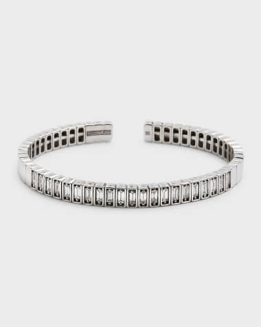 Suzanne Kalan 18K White Gold Diamond Inlay Bangle Bracelet, 7mm