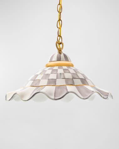 MacKenzie-Childs Sterling Check Fluted Hanging Lamp