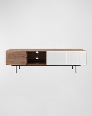 Euro Style Norna Walnut & Matte White Media Stand