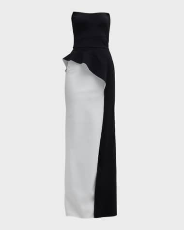 Chiara Boni La Petite Robe Strapless Two-Tone Column Gown