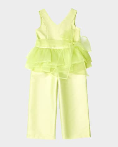 Mama Luma Girl's Aloha Bow Peplum Jumper, Size 3T-10