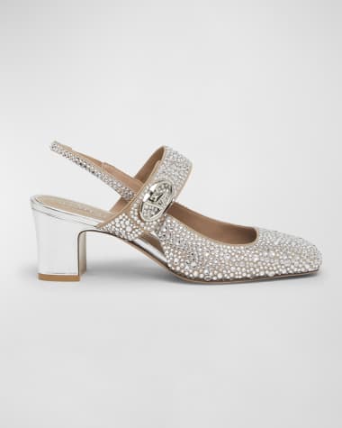 Valentino Garavani VLogo Medallion Crystal Slingback Pumps