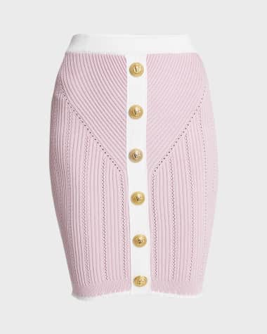 Balmain Buttoned Pointelle Knit Skirt