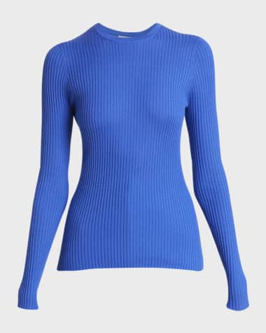 Gabriela Hearst Browning Long-Sleeve Crewneck Cashmere-Silk Knit Sweater