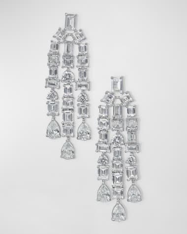 Golconda by Kenneth Jay Lane Multi Shape Cubic Zirconia Triple Waterfall Post Earrings