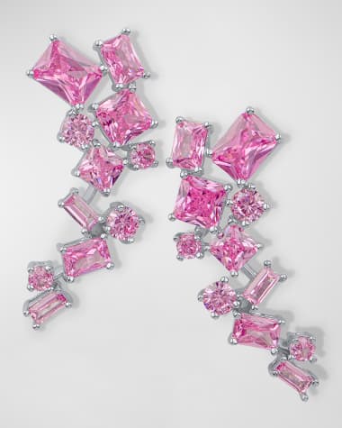 Kenneth Jay Lane Multi Shape Cubic Zirconia Scatter Crawler Earrings, 16tcw