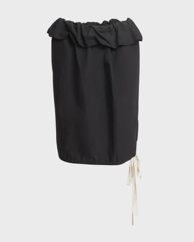 Proenza Schouler Hayley Puff-Ruffle Drawstring-Hem Crinkle Poplin Skirt