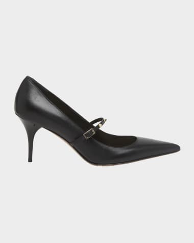 Valentino Garavani Rockstud Wispy Leather Mary Jane Pumps