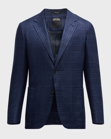 ZEGNA Men's Plaid Cashmere-Silk Sport Coat
