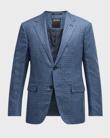 ZEGNA Men's Cashmere-Silk Check Sport Coat