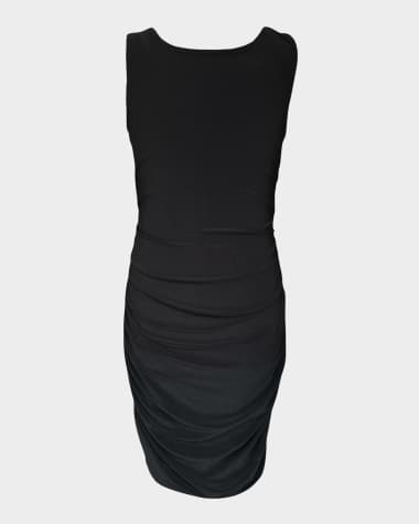 Un Deux Trois Girl's Ruched Scoop Neck Dress, Size 7-16