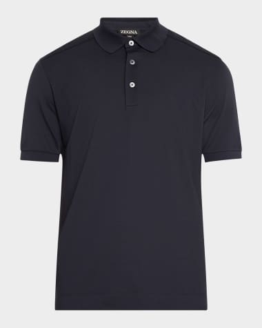 ZEGNA Men's Cotton and Silk Polo Shirt